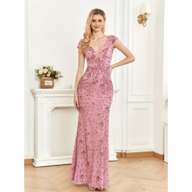 Elegant Beaded Mature Sleeveless Mermaid Dress for Summer Party Evening Formal High-End Luxury Bridesman Gown V Neck Wedding Sexy Tank Long Skirt