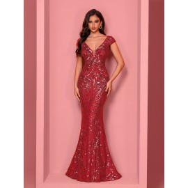 Elegant Beaded Mature Sleeveless Mermaid Dress for Summer Party Evening Formal High-End Luxury Bridesman Gown V Neck Wedding Sexy Tank Long Skirt