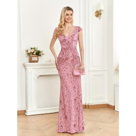 Elegant Beaded Mature Sleeveless Mermaid Dress for Summer Party Evening Formal High-End Luxury Bridesman Gown V Neck Wedding Sexy Tank Long Skirt