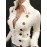 Women's Stand Collar Cardigan with Large Zipper and Button Design