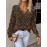 [Elegant Bohemian Sweater] Elegant Bohemian Women's V-Neck Long Sleeve Sweater | All-Season Floral Digital Print Pullover for Office, Streetwear & Home - Versatile Casual Chic Top