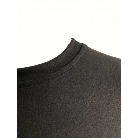 [5pcs Soft T-Shirts] 5pcs Plus Size Women's Soft Long Sleeve T-Shirts | Casual Round Neck Tops, Solid Color Basic Tees for Spring/Fall, Machine Washable | Black, Blue, White, Red, Pink, Ladies T Shirts, Seasonal Fashion, Simple Design, Comfortable Fit