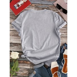 3-Pack Plus Size Letter Print T-Shirt, Short Sleeve Crew Neck Casual Top for Summer & Spring, Women'S Plus Size Clothing