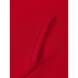 [Chicago U.S.A. Print Hoodie Set] Red Polyester Women's Chicago U.S.A. Letter Print Hoodie & Pants Set - Drawstring, Machine Washable Casual Outfit